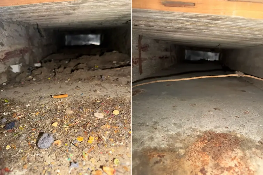 Duct before and after cleaning